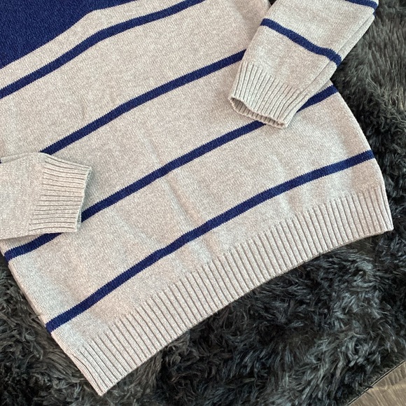 Nautica grey and navy horizontal striped turtleneck sweater - Picture 4 of 17